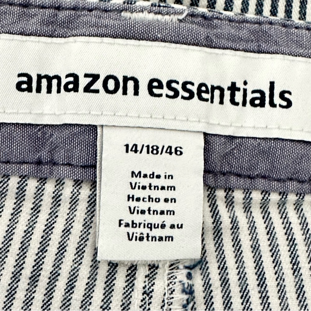 3 Pair Amazon Essential Shorts Size 14 in Gray, Black and Blue White Stripe - Picture 3 of 11